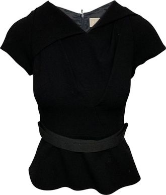 Peter Pilotto Peplum Top in Black Wool