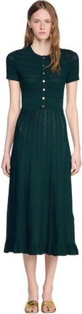 Sandro Pointelle knit maxi dress in Green at Nordstrom, Size 36
