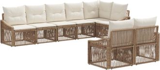 vidaXL Conjunto De Sof&aacute;s De Jard&iacute;n 8 Uds. Beige Rat&aacute;n Sint&eacute;tico Vidaxl