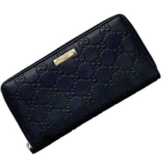 Gucci Navy Leather Long Wallet (Bi-Fold) (Pre-Owned)