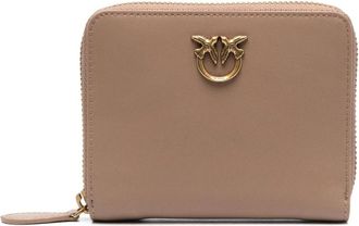 Pinko Logoplaque leren portemonnee - Dames - Portefeuilles - Bruin - ONE Size - Leer - Accessoires