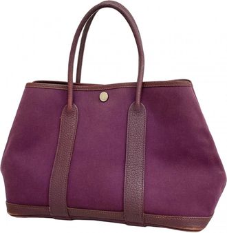Herm&egrave;s Purple Toile Officier Tote Bag (Pre-Owned)