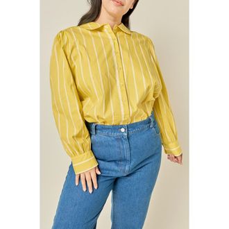 English Factory Striped Stretch Cotton Shirt in Mustard at Nordstrom, Size 1X
