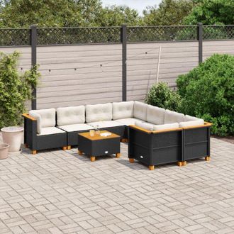 vidaXL Set De Sof&aacute;s De Jard&iacute;n 8 Piezas Y Cojines Rat&aacute;n Sint&eacute;tico Negro Vidaxl