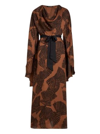 Karl Lagerfeld fan-print kaftan maxi dress - women - Viscose - 46 - Brown