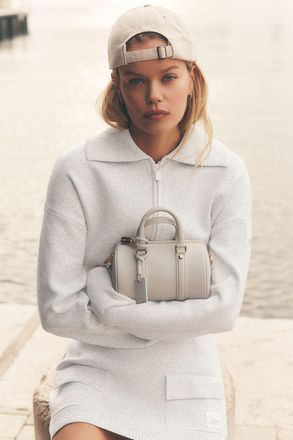 Alo | Scholar Knit Cropped Full Zip Jacket in White Heather, Size: Medium