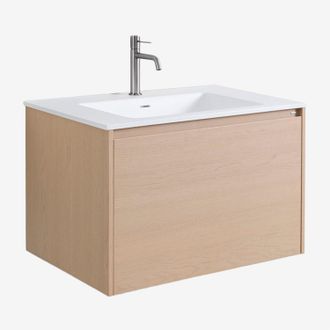 Sklum Conjunto De Mueble De Ba&ntilde;o Suspendido 80x50 Cm En Madera Con Lavabo Integrado Jacob Sklum