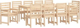 vidaXL Set da Pranzo da Giardino 11 pz in Legno Massello di Pino vidaXL