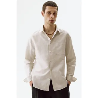 H&M Relaxed Fit Linen-blend Shirt in Light Beige at Nordstrom, Size Xx-Large