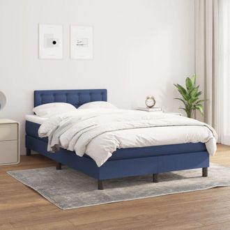 vidaXL Cama Box Spring Con Colch&oacute;n Tela Azul 120x200 Cm Vidaxl