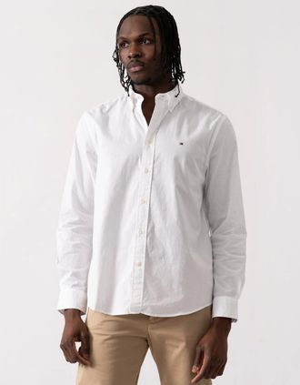 Tommy Hilfiger Mens Tommy Hilfiger Core Flex Poplin Mens Long Sleeve Shirt - White - Size: 38/Regular