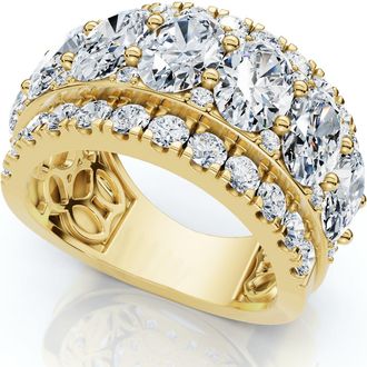 Pompeii3 4 1/5Ct Oval Diamond Vivant Wide Anniversary Ring 14k Gold Lab Grown