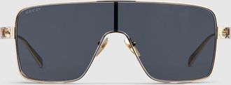 Gucci Rectangular Frame Sunglasses, Gold