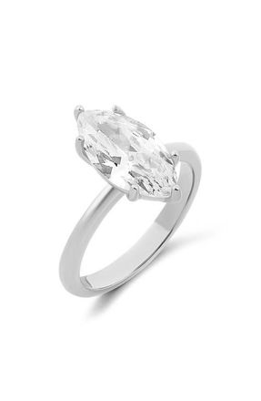SHYMI Marquis Cut Cubic Zirconia Cocktail Ring in Silver at Nordstrom, Size 6