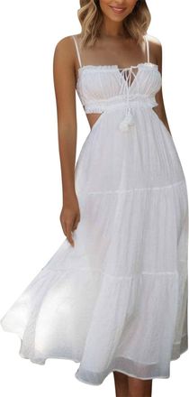 Generic Womens Sexy Summer Dresses Low Cut Spaghetti Strap Dress Y2K Bodycon Long Dress Backless Maxi Layered Dress Bodycon Mini Dress Cut Outs Party Dress Sp