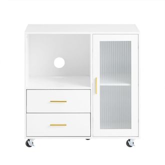 SoBuy Organizador de oficina con ruedas blanco