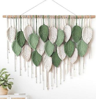 OEM Tapiz De Pared De Macram&eacute; - Hoja Tejida - 72 X 100 Cm - Multicolor