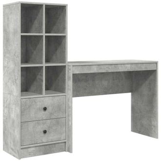 vidaXL Escritorio Con Almacenamiento Con Caj&oacute;n 2 Pcs Gris Concreto Vidaxl
