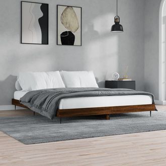 vidaXL Estructura De Cama Sin Colch&oacute;n Roble Marr&oacute;n 200x200 Cm Vidaxl