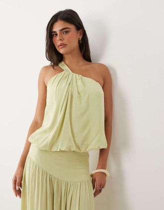 Motel Nox - Top monospalla verde pistacchio in coordinato