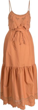 Twin-Set tiered-skirt shift dress - women - Polyester/Cotton - 42 - Brown
