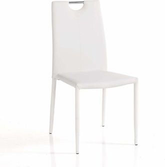 Oresteluchetta Set De 4 Sillas De Cocina Apilables De Cuero Sint&eacute;tico Blanco Presley White