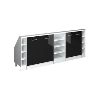 Vicco Armario De Cocina Para Techo Inclinado R-line, Negro Brillo Intenso, 210 Cm Lote De 5, Vicco