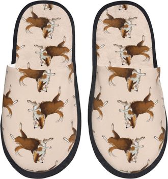 Generic Plush Slippers Sheepdog Playing Cozy Fleece Slippers Furry Anti-Slide Slipper For Holiday Winter Spa L