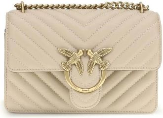 Pinko Pinko, Tassen, Dames, Beige, ONE Size, Leer, Mini Love Shoulder Bag