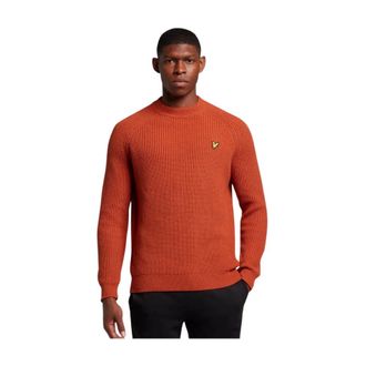 Lyle & Scott Truien & Vesten, Heren, Oranje, S, Katoen, Shaker Stitch Mock Neck