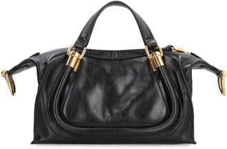 Chlo&eacute; Womens Paraty 24 Piccola Leather Shoulder Bag Black Calf Handbags Hand
