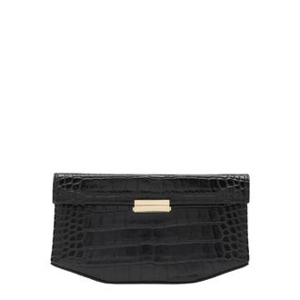 Toteme Clip Croco-Embossed Shoulder Bag - female - Tot&ecirc;Me - Clutches - Black - ONE SIZE - Bags