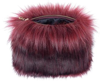 Helen Moore Genuine Faux fur fluffy clutch bag/purse in Burgundy