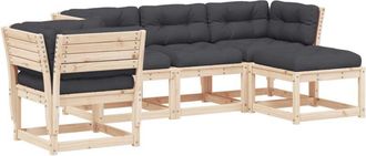 vidaXL Vidaxl - Juego De Muebles De Jard&iacute;n 5 Pzas Y Cojines Madera Maciza Pino