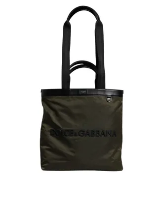 Dolce & Gabbana Military Green Nylon Shoulder Strap Tote Mens Bag