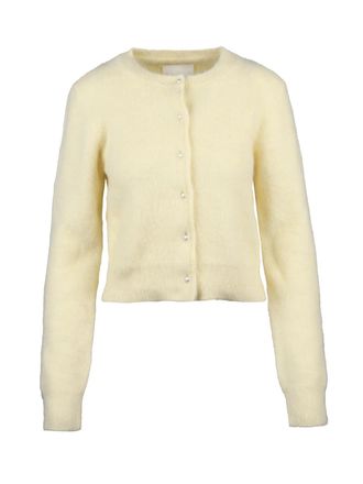 Maison Margiela Cream Angora-Blend Crewneck Cardigan