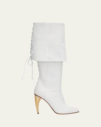 Alexander McQueen 105mm Horn Leather Knee-High Boots