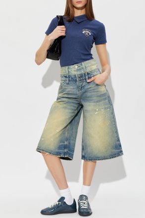 Misbhv Denim Shorts With A vintage Effect, Womens, Blue