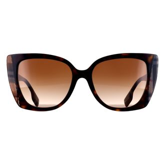 Burberry Cat Eye Womens Dark Havana with Check Brown Gradient BE4393 Meryl - One Size