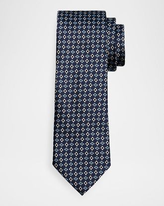 Ermenegildo Zegna Men & apos;s Floral Geometric Silk Jacquard Tie