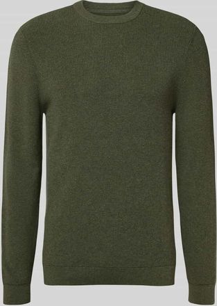 Mc Neal Strickpullover mit gerippten Abschlüssen in Khaki Melange, Größe XXXL