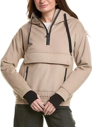 Brunello Cucinelli Beige Hooded Pullover Jacket, Brand Size 44 (US Size 10)