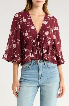 Wayf Free Spirit Top in Burgundy Lattice at Nordstrom Rack, Size X-Small