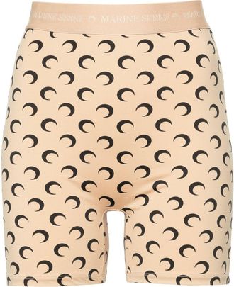 Marine Serre Neutral Crescent Moon Cycling Shorts - Womens - Recycled Spandex/Recycled Polyamide