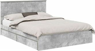 vidaXL Storage Bed Concrete Grey 160 x 200 cm Engineered Wood vidaXL