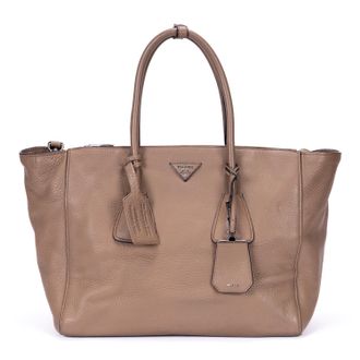 Prada Pre-owned Womens Square Flat Crossbody Shoulder Bag - Beige - One Size