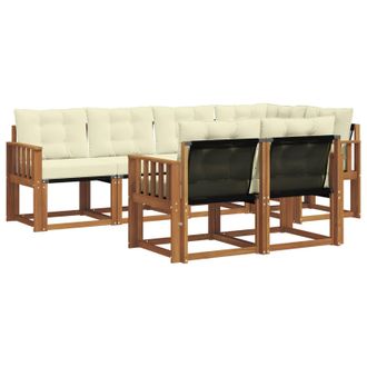 vidaXL Conjunto De Sof&aacute;s De Exterior Con Coj&iacute;n 7 Pcs Natural Y Crema Vidaxl
