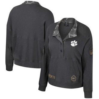Colosseum Womens Colosseum Heather Charcoal Clemson Tigers OHT Military Appreciation Payback Henley Thermal Sweatshirt at Nordstrom, Size Small