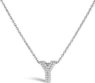 House of Brilliance 10K Gold Diamond Accent A-Z Initial Bubble Pendant Necklace in White | Y at Nordstrom