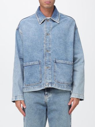 Emporio Armani Giacca a camicia relaxed fit in denim di cotone con tasche a toppa